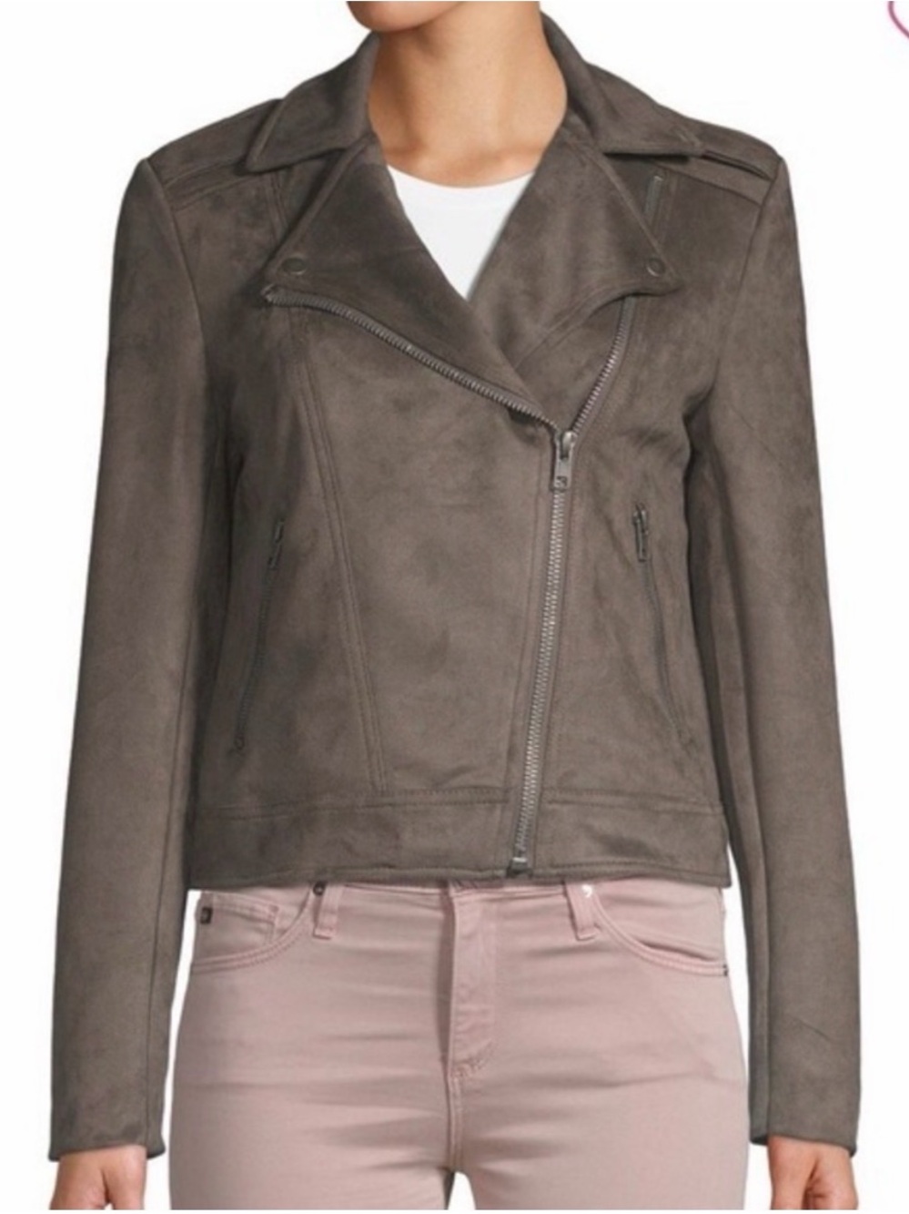 Premise Taupe Suede Moto Jacket